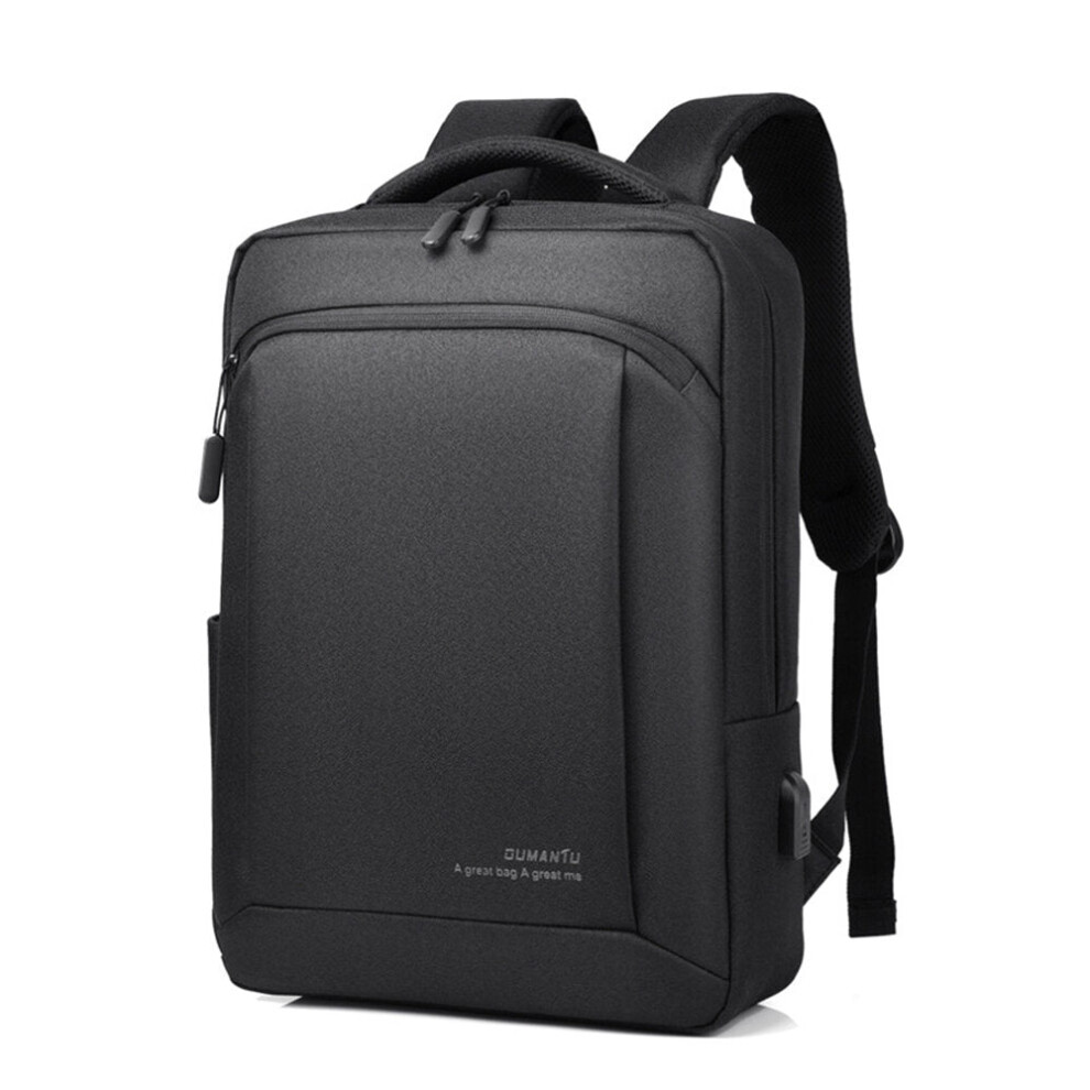 (Black) Business Backpack Laptop Bag Male Shoulders Storage Bag with USB Waterproof Schoolbag for 15.6 inch Computer
