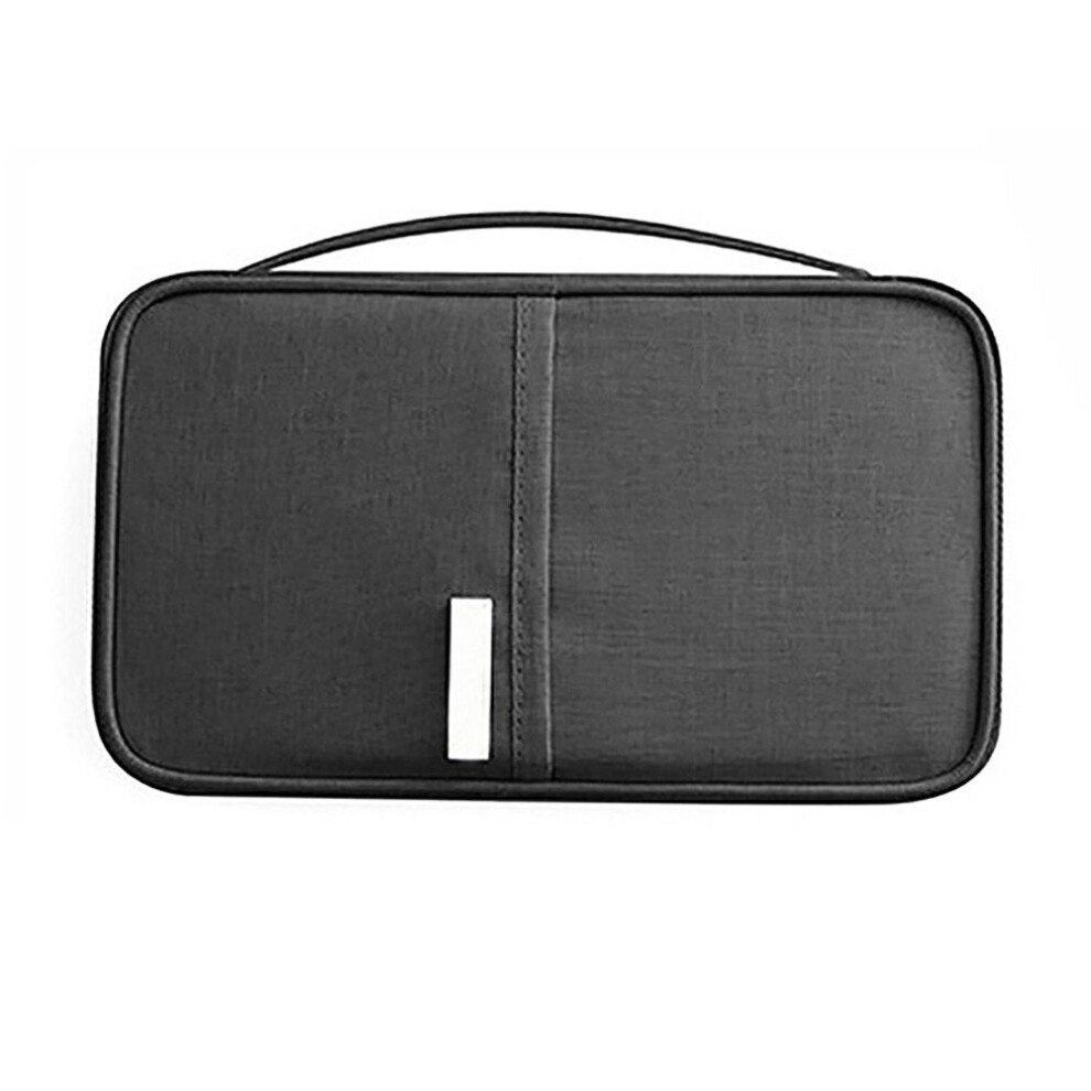 (Black, L) Travel Organiser Passport Document Holder RFID Cards Tickets Wallet Pouch Storage Bag