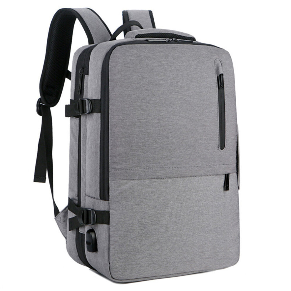 (Grey) Business Men's Backpack Laptop Bag Shoulders Storage Travel Outdoor Bag with USB Waterproof Schoolbag