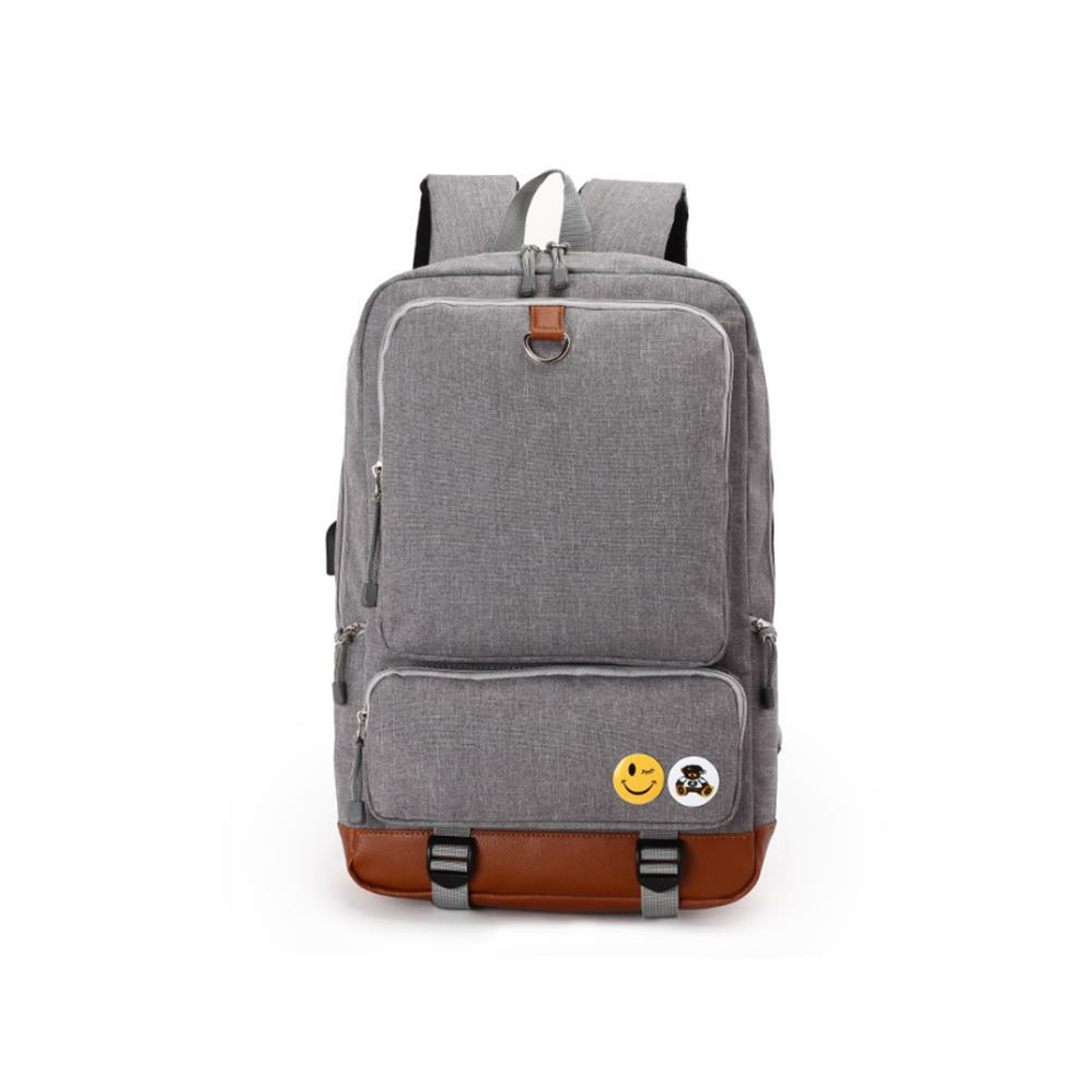 (Light Gray) Backpack USB Charging Backpacks Men Woman Shoulder Bag Laptop Bag Casual Travel Backpack College Bag For 15-inch Laptop