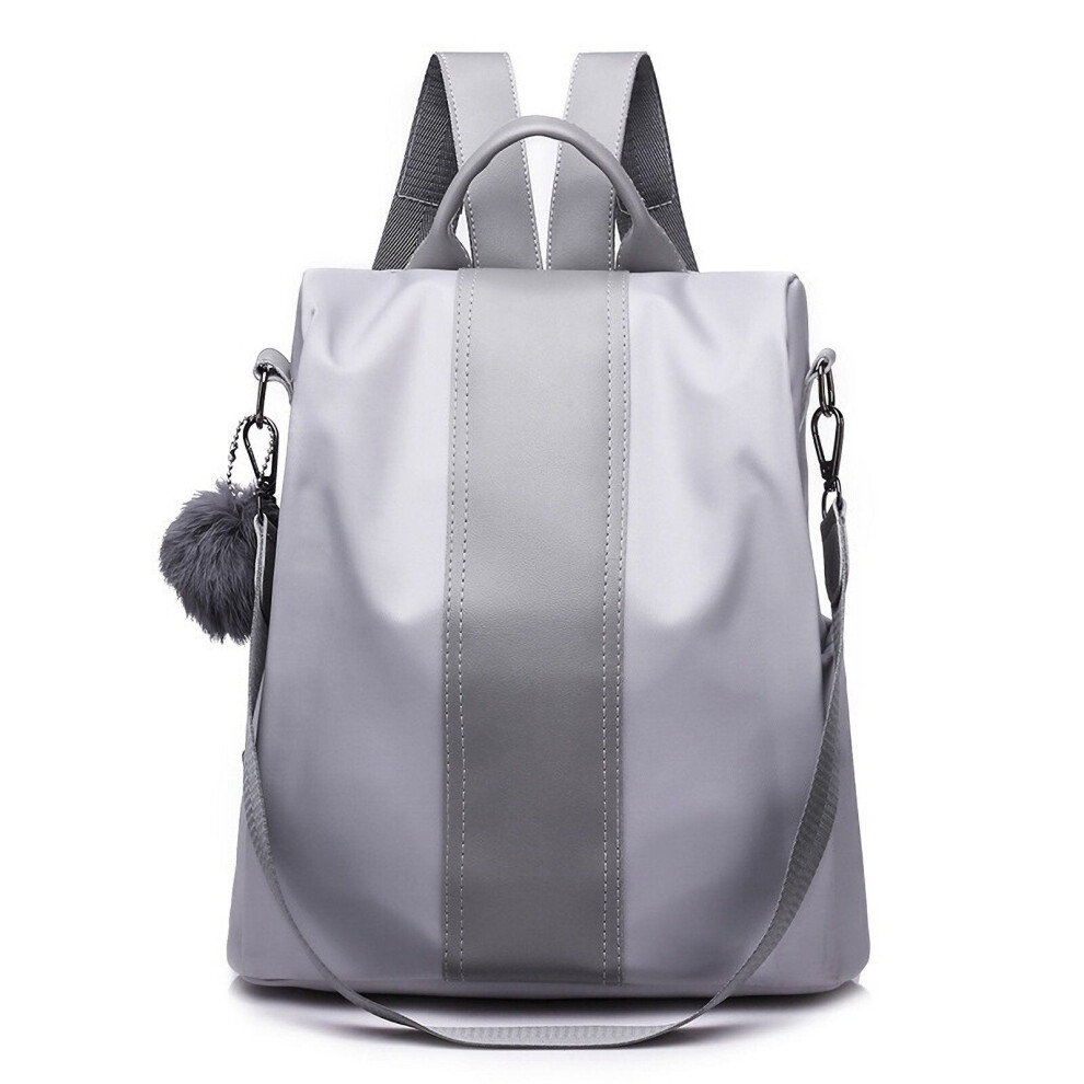 (Light Grey) College Style Pure color Nylon Backpack Large Capacity Fashion Outdoors Travel Laptop Bag