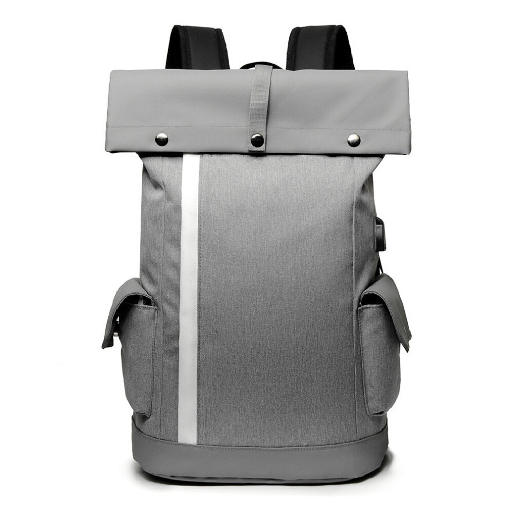 (Gray) Laptop Bag Multifunction Backpack with USB Charging Port School Bag Travel Bag Nylon Water Resistant Casual Daypack