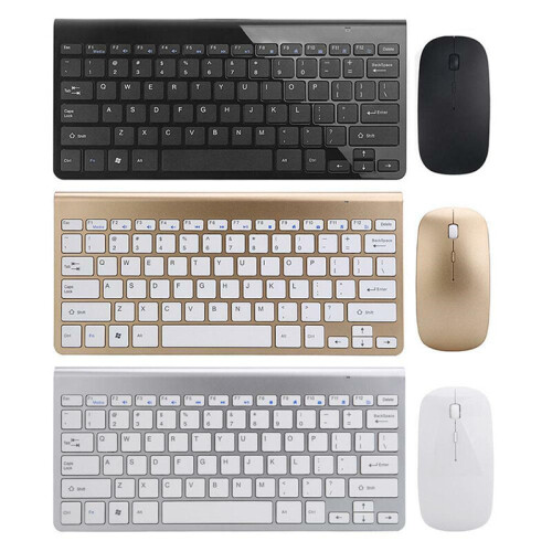 (Silver) Wireless Keyboard and 1200DPI Wireless Ultra Thin Mouse Combo Set with USB Receiver For PC Computer 1