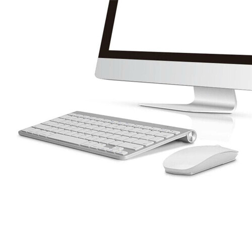 (Silver) Wireless Keyboard and 1200DPI Wireless Ultra Thin Mouse Combo Set with USB Receiver For PC Computer 2