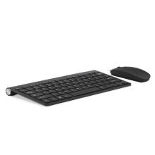 (Black) Wireless Keyboard and 1200DPI Wireless Ultra Thin Mouse Combo Set with USB Receiver For PC Computer