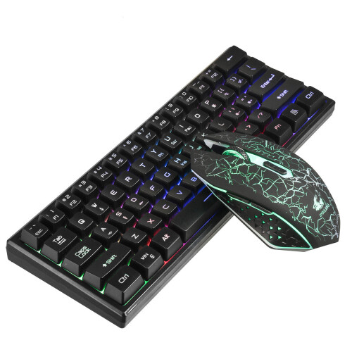 (Black) Keyboard & Mouse Set Wireless 61 Keys RGB Keyboard for Desktop Computer Laptop PC 1