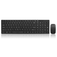(Black) Ultra Thin 2.4GHz Wireless 101 Keys Keyboard and 1000DPI Mouse Combo Set With Keyboard Cover
