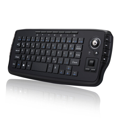 Wireless Air Keyboard 2-In-1 Mouse Scroll Wheel German Keyboard with Optical Trackball for Mini PC Android
