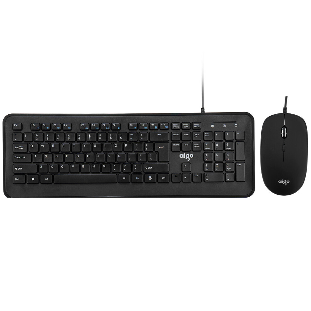 Wired Keyboard & Mouse Set 104 Keys Office Optical Keyboard 2400Dpi Ergonomic Mouse Kit For Keyboard Laptop Pc Black 6112212795194