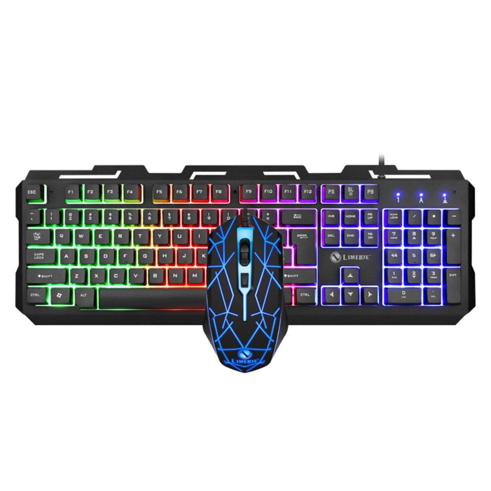 (Black) Wired Gaming Keyboard & Mouse Set Rgb Backlight 1200Dpi Gaming Mouse 104 Keys Mechanical Feeling Keyboard Combo Black 6112212785713