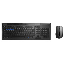 (Black) Multi-Mode Wireless Keyboard & Mouse Set Bluetooth 3.0/4.0/2.4GHz 113 Keys Keyboard 1600DPI Mouse Office Business Keyboard & Mouse Combo
