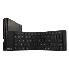 (Black) Small Size Foldable Bluetooth Aluminum Alloy Bottom Shell Keyboard