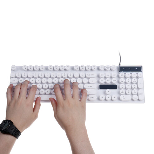 (Black) Rainbow Backlit USB Wired 104Key Mechanical Keyboard and 1600 DPI LED Mouse Combo 2