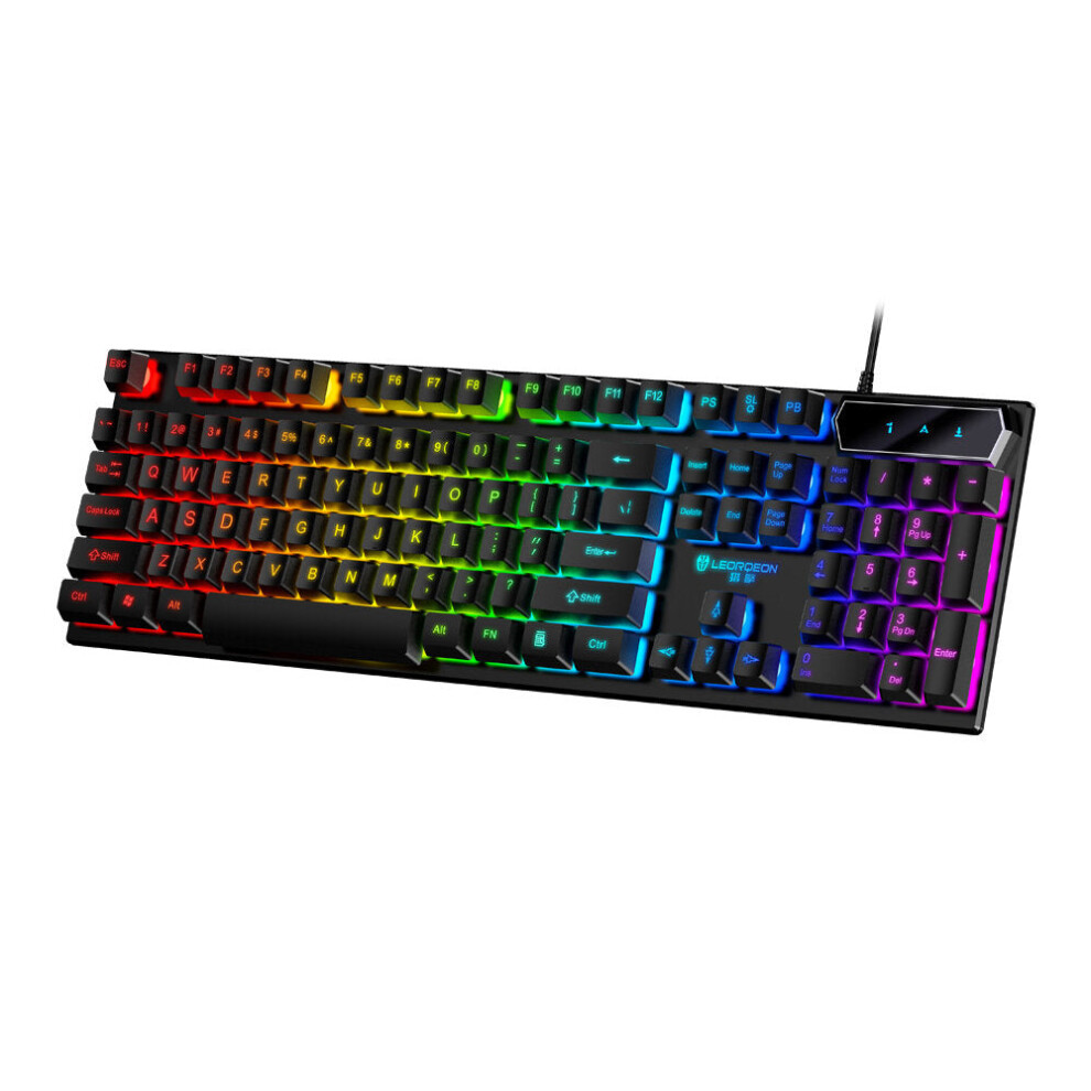 Keyboard 104 Keys Translucent ABS Keycaps Rainbow Colorful Backlit Waterproof USB Wired Gaming Keyboard For PC Computer Gamer