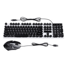 (Black) Rainbow Backlit USB Wired 104Key Mechanical Keyboard and 1600 DPI LED Mouse Combo