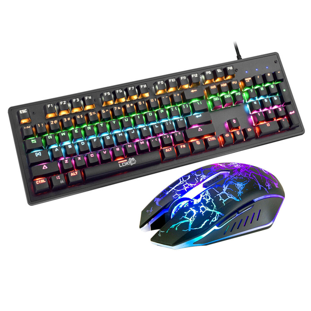 (Keyboard + Mouse) Wired Keyboard & Mouse Set 104 Keys USB Wired LED Breathing Backlit Gaming Keyboard 1200DPI Gaming Mouse For Desktop Computer Lapto