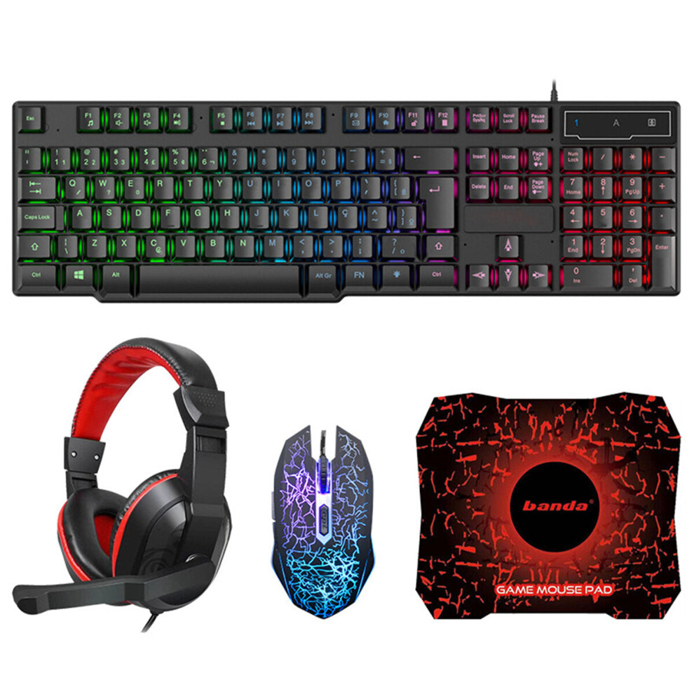 Gaming Keyboard And Mouse And Mouse Pad And Gaming Headset Wired Led Rgb Backlight Bundle 6112212790243