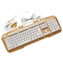 (White) Colorful Backlight Alloy Panel USB Wired Gaming Keyboard 2400DPI LED Gaming Mouse Combo