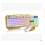 (White) Colorful Backlight Alloy Panel USB Wired Gaming Keyboard 2400DPI LED Gaming Mouse Combo 7
