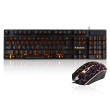 (black & yellow light) Wired Keyboard & Mouse Set 104 Keys USB Wired Gaming Luminous LED Backlight Keyboard Mouse Combo Home Office Kit for Laptop Computer PC