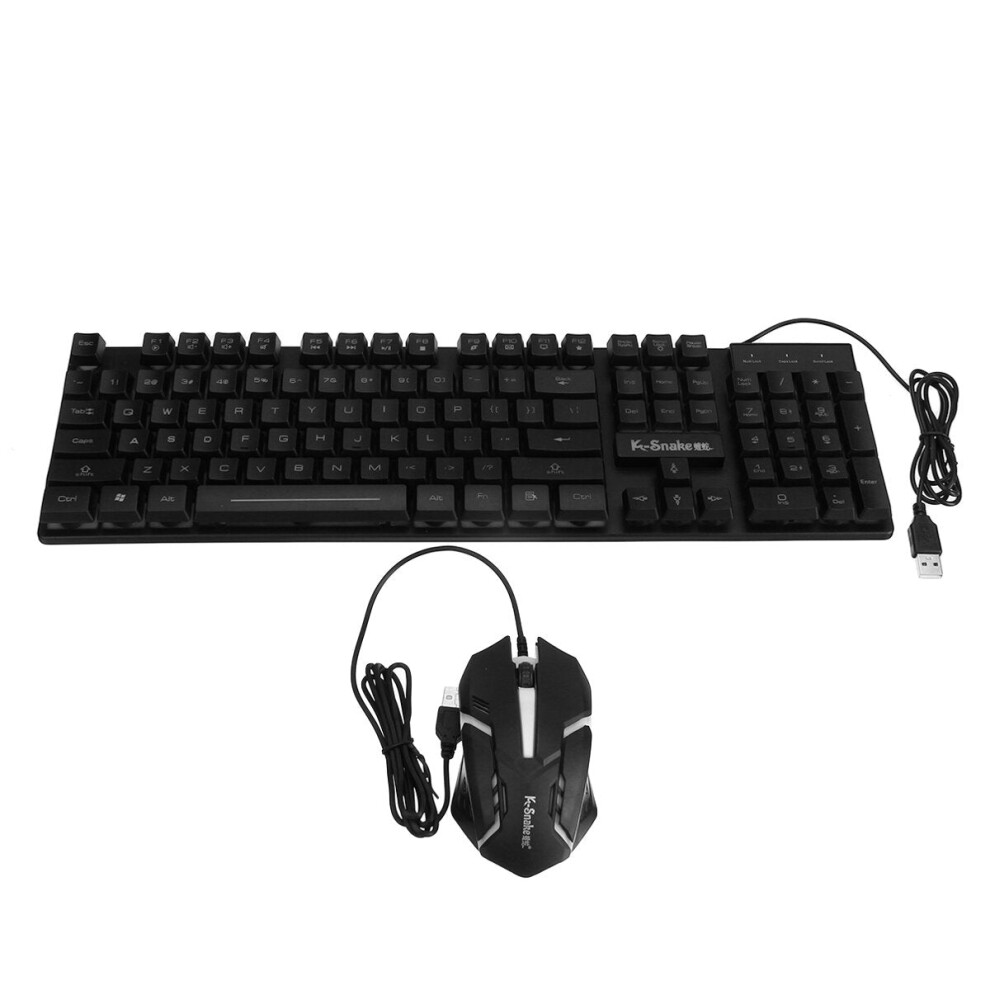 (Black) Waterproof 104Key Led Usb Wired Gaming Keyboard & 1000Dpi Mouse Combo Set Multi-Colored Changing Backlight Mouse For Computer Desktop Notebook Black 6112212788585