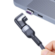 (Black) Type C to Type C Magnetic Adapter 100W Magnetic Converter L-shape Fast Charging MacBook Notebook Converter