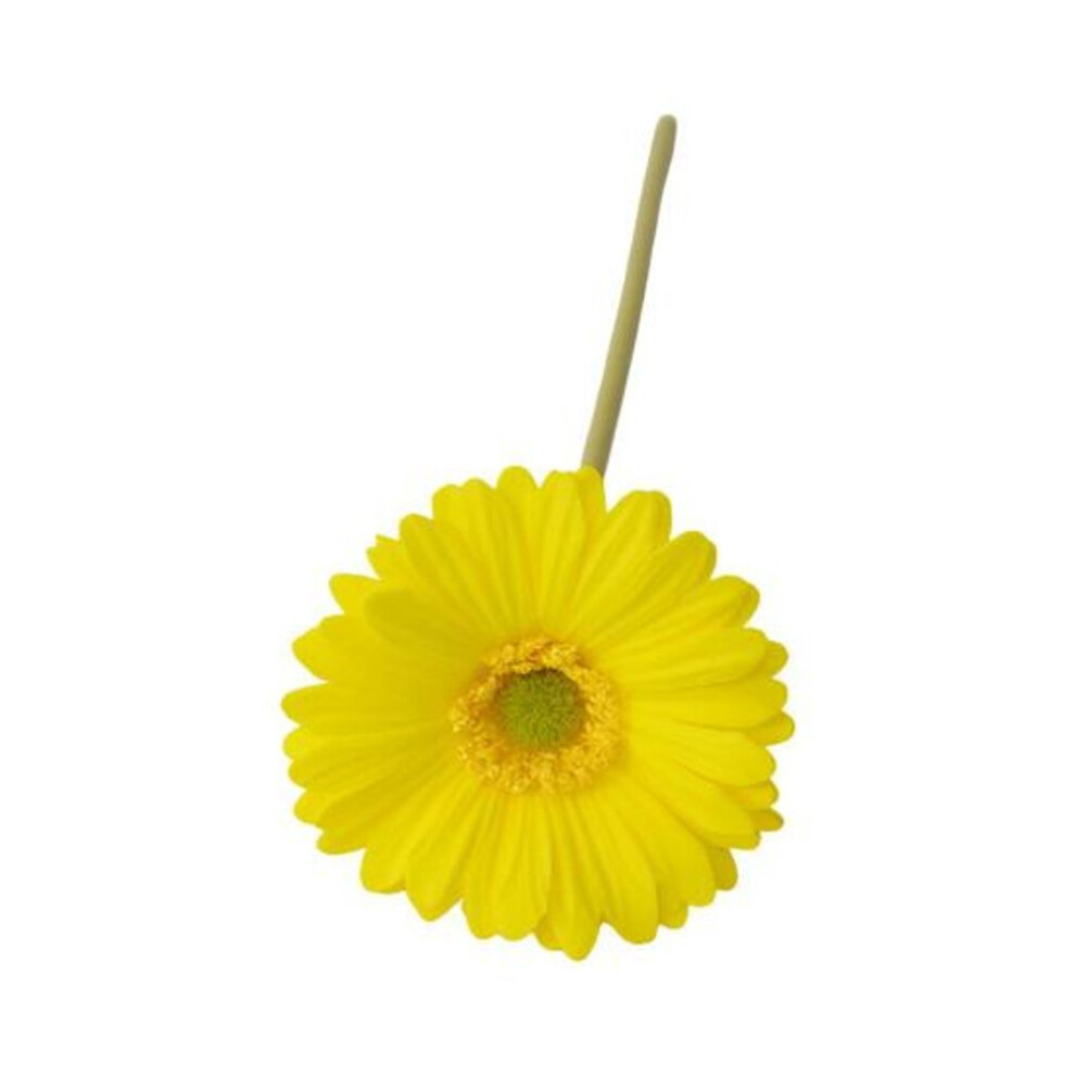 (yellow) Artificial Gerbera Jamesonii with Stem Realistic Fake Silk Flower Home Office Table Centerpiece Faux Flower Branch Floral Arrangement Decoration