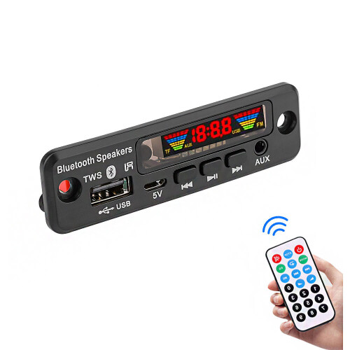 5V Bluetooth 5.0 MP3 Decoder LED Spectrum Display APE Lossless Decoding TWS Support FM USB AUX EQ Car Accessories 1