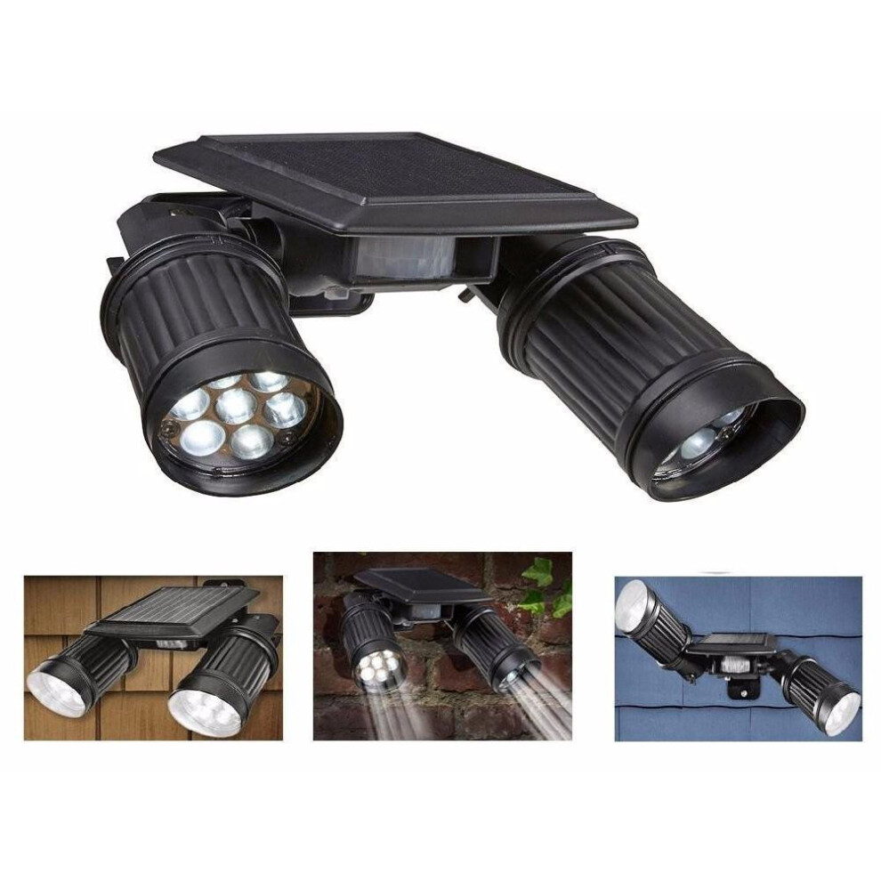 Solar Powered Motion Light Dual Head Adjustable Spotlight Waterproof Wall Light Solar Light