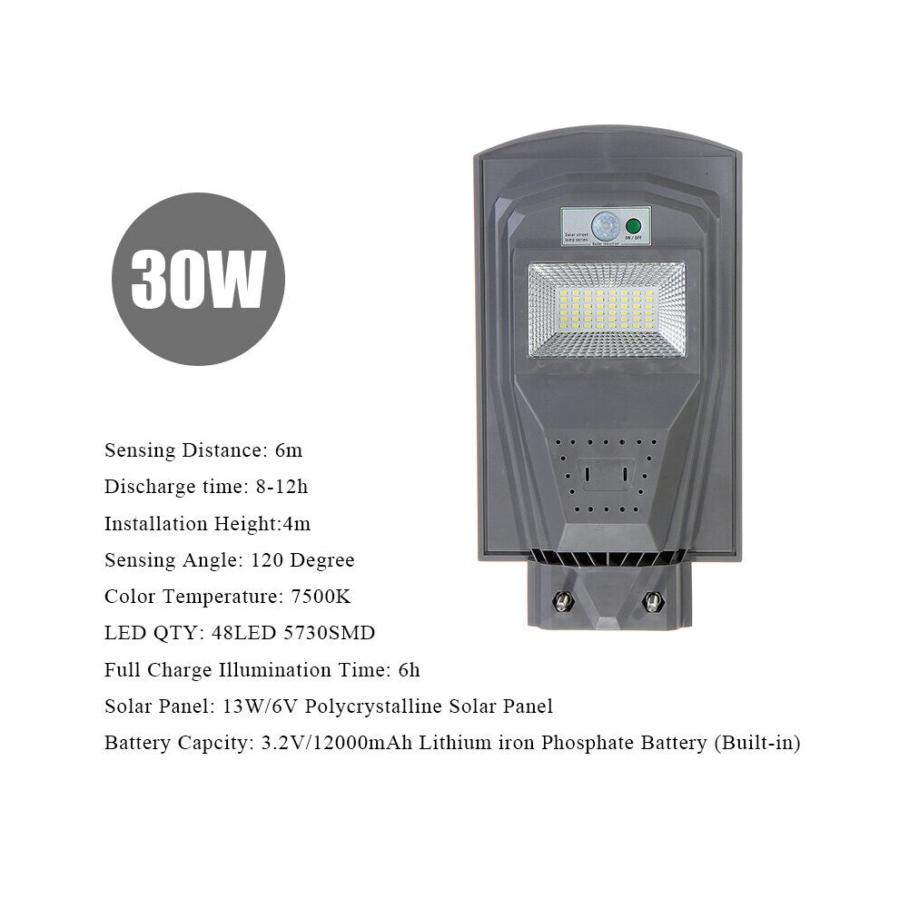 (30W) 30W 60W 90W LED Solar Street Light 5730 Lamp Beads Human Body Induction + Low Light Mode White Light