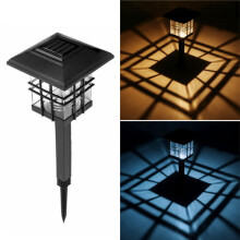 (White) LED Solar Lights Waterproof Column Headlight Lawn Lamp for Outdoor Garden Yard