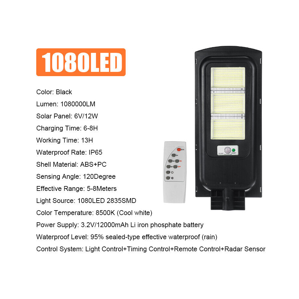 (1080LED) 360/720/1080/1440LED Solar Street Light Timing Control Light Control Waterproof IP65 Remote Control