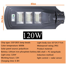 (150LED) 40W 80W 120W Sensor LED Solar Light 2835 Wall Street Lamp Garden Outdoor Lighting + Remote Control