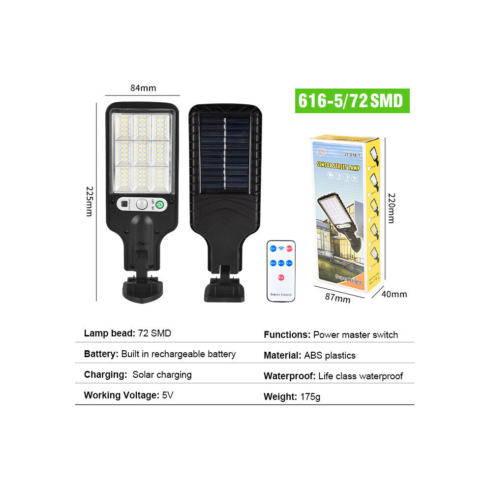 (72LED(With Remote controller)) LED Solar Wall Light 3 Modes Motion Sensor Light Control IP65 Waterproof Yard Garden Park Lamp