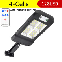 (4-Cells 128LED) 120/128/150/160 LED/COB Solar Street Light PIR Motion Sensor Security Wall Lamp IP67 With Pole