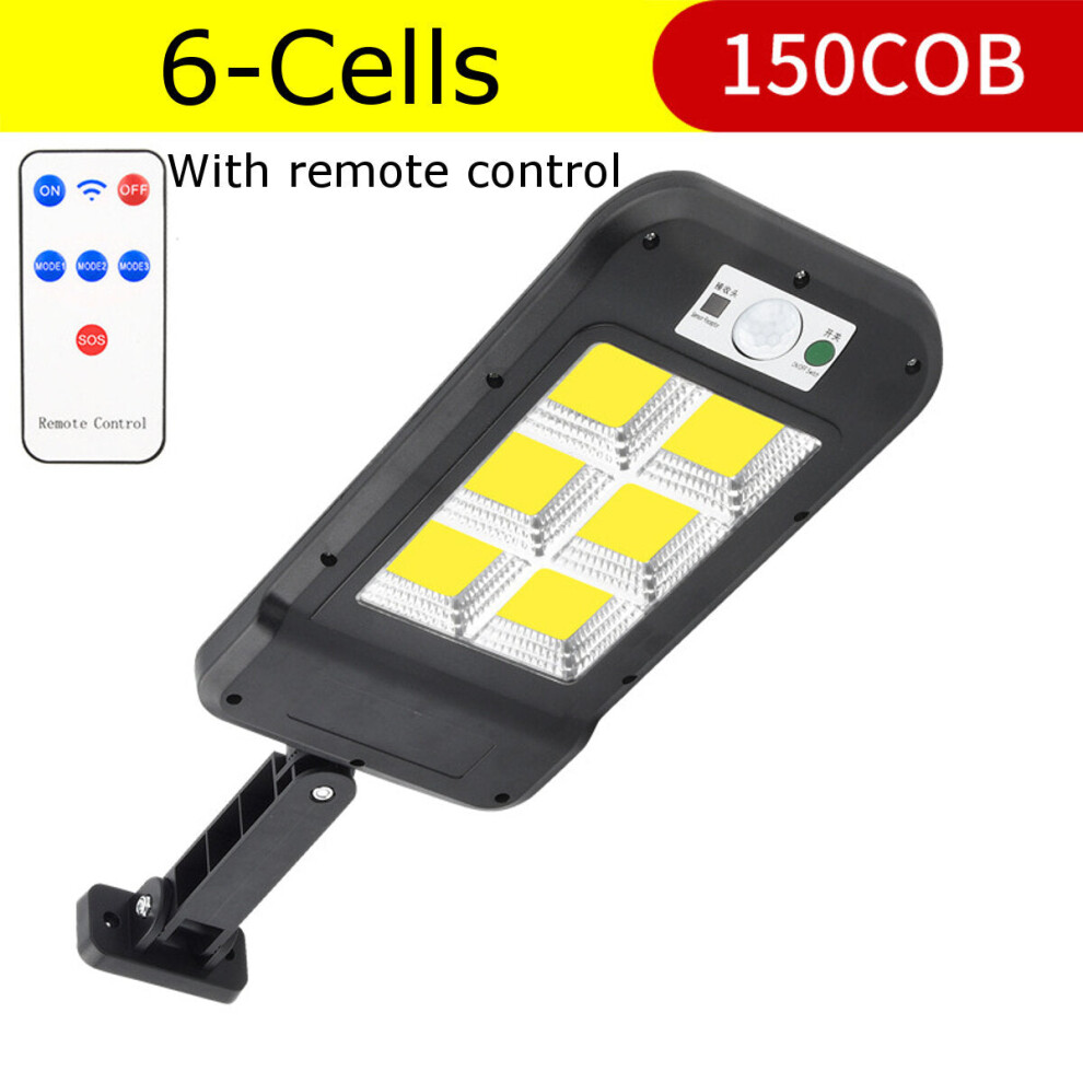 (6-Cells 150COB) 120/128/150/160 LED/COB Solar Street Light PIR Motion Sensor Security Wall Lamp IP67 With Pole