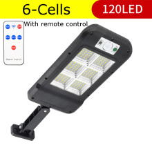 (6-Cells 120LED) 120/128/150/160 LED/COB Solar Street Light PIR Motion Sensor Security Wall Lamp IP67 With Pole