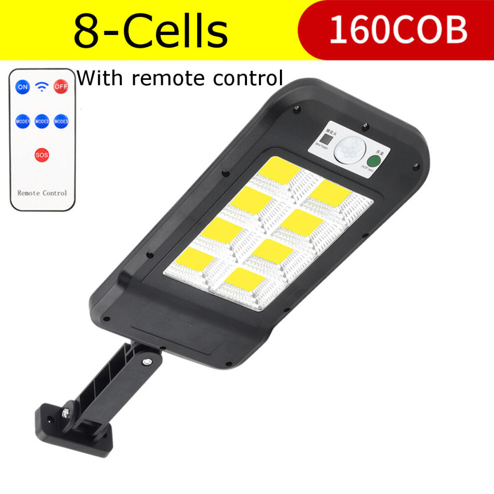 (8-Cells 160COB) 120/128/150/160 LED/COB Solar Street Light PIR Motion Sensor Security Wall Lamp IP67 With Pole