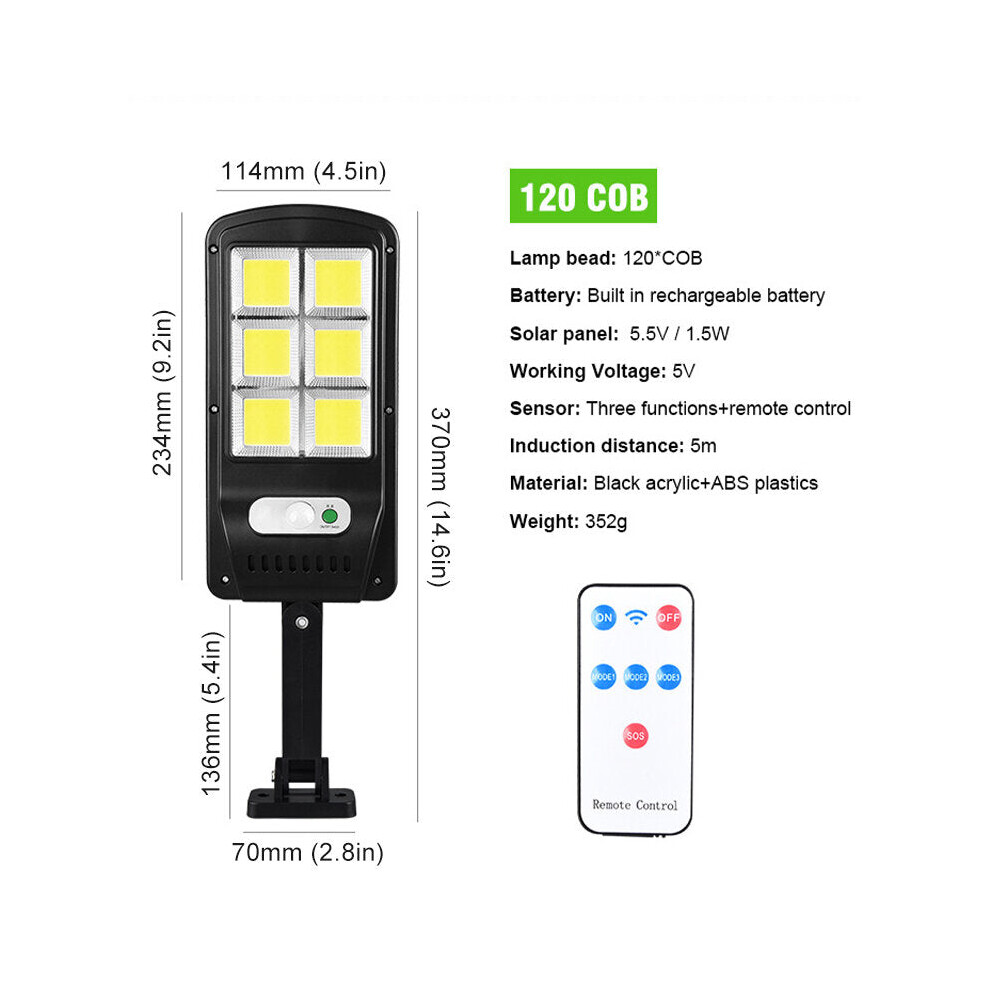 (120COB) LED Solar Power Street Light PIR Motion Sensor Wall Lamp w/Remote Waterproof