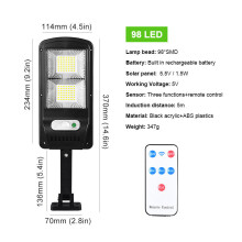 (98LED) LED Solar Power Street Light PIR Motion Sensor Wall Lamp w/Remote Waterproof