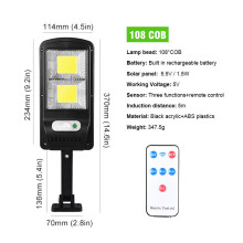 (108COB) LED Solar Power Street Light PIR Motion Sensor Wall Lamp w/Remote Waterproof