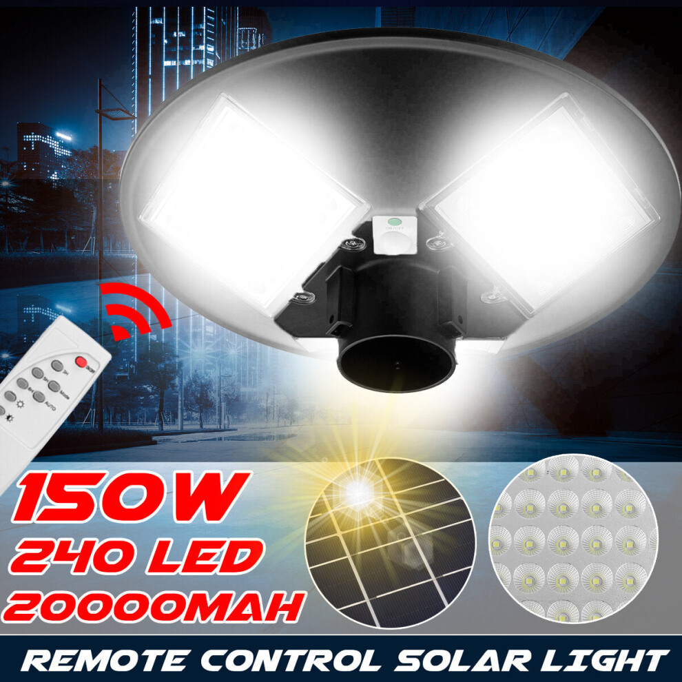 150W 240LED Solar Street Light Motion Induction Outdoor Timing Lamp + Remote