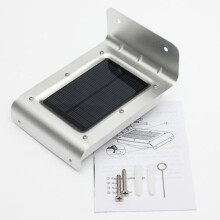 (Silver) 16 LED Solar Power Voice Sensor Wall Light Garden Yard Lamp Waterproof