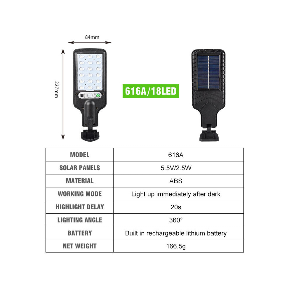 (616A/18LED) Solar Outdoor LED Garden Wall Light Human Body Induction Garden Terrace Garage Door Waterproof Safety Street Light