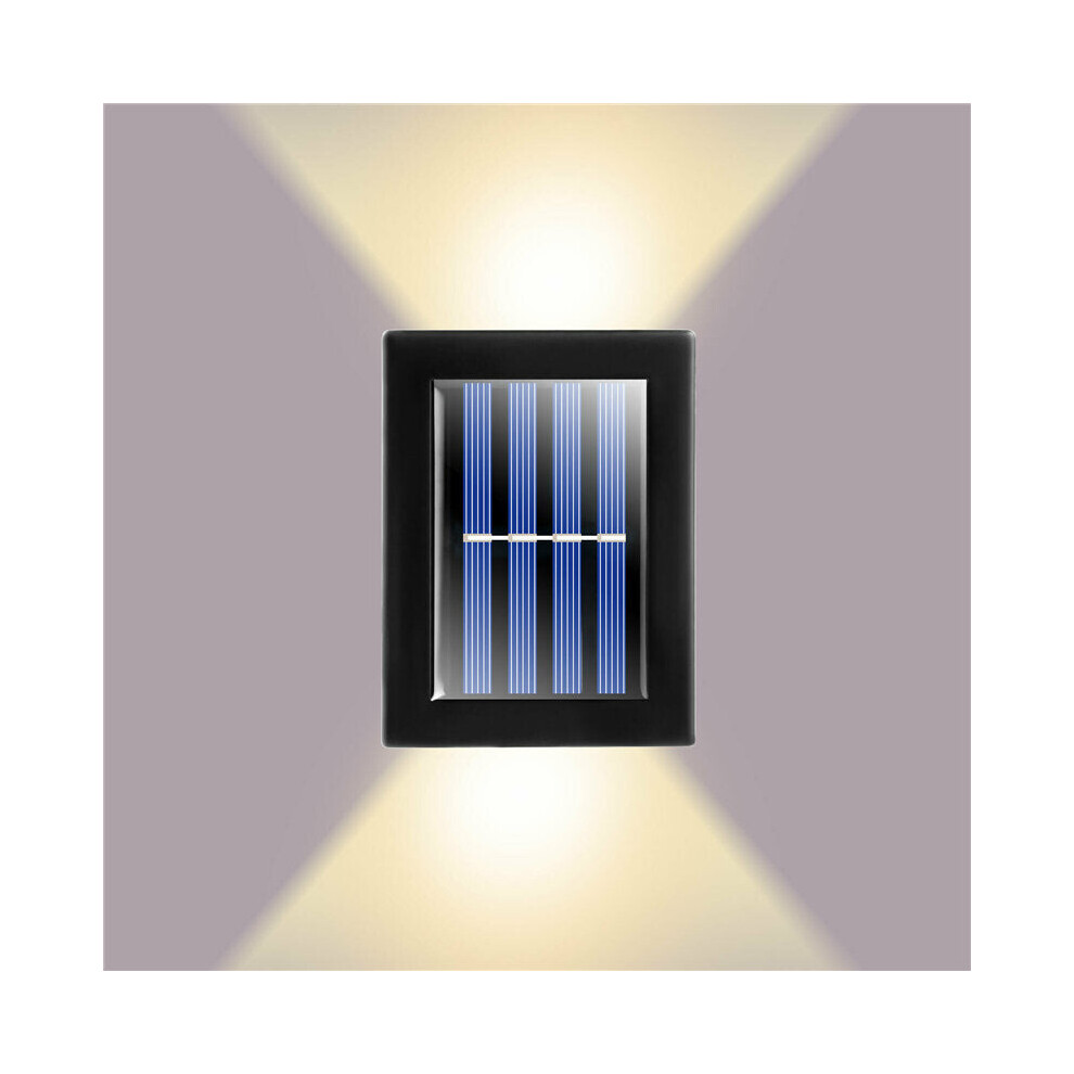 (Warm White) 2Pcs Solar LED Wall Light Outdoor Deck Path Garden Patio Pathway Stairs Fence Lamp