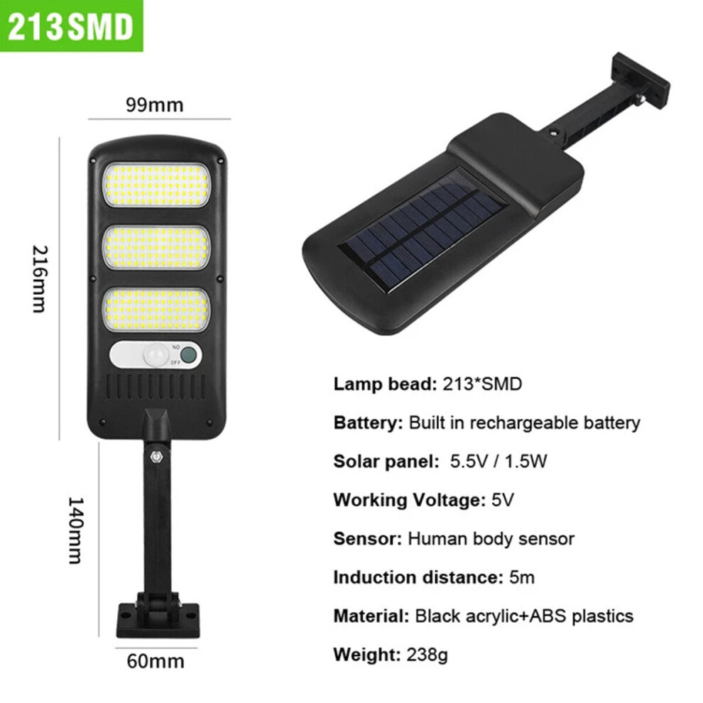 (213SMD) 60COB/150COB/120SMD/213SMD Solar Street Wall Light PIR Motion Sensor Dimmable Lamp Outdoor Security