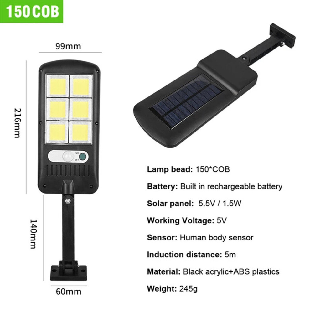 (150COB) 60COB/150COB/120SMD/213SMD Solar Street Wall Light PIR Motion Sensor Dimmable Lamp Outdoor Security