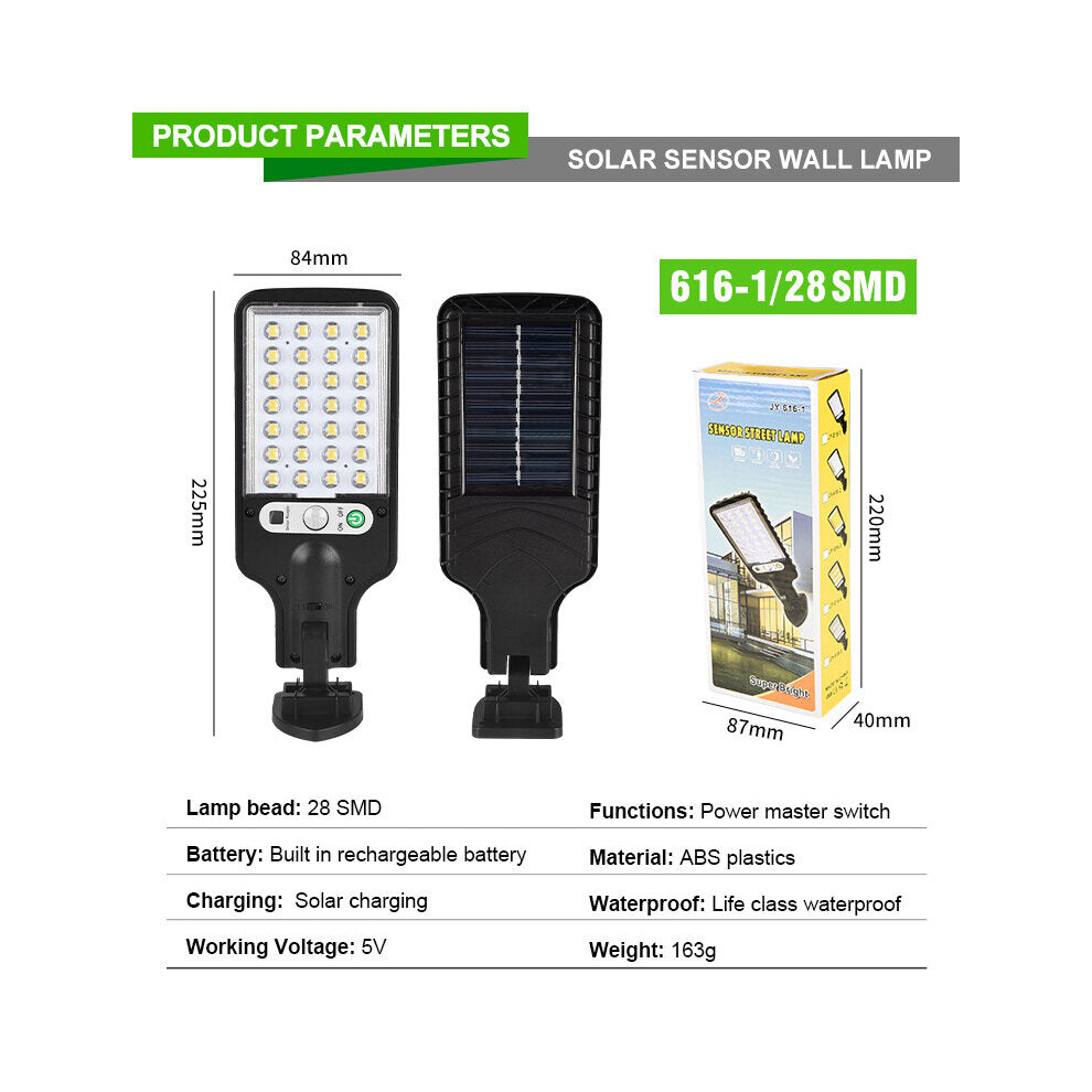 (616-1/28 SMD, With Remote) Solar Street Lights Outdoor Solar Lamp With 3 Light Mode Waterproof Motion Sensor Security Lighting for Garden Patio Path Yard