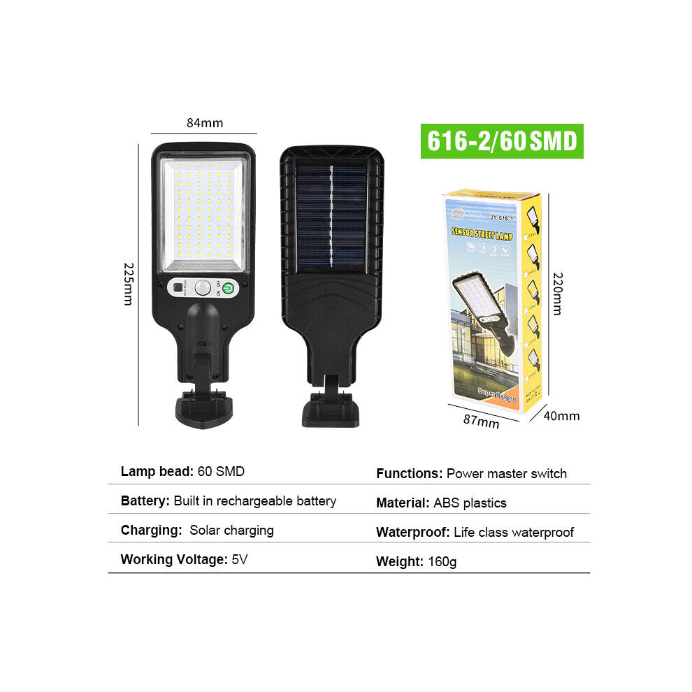 (616-2/60 SMD, Without Remote) Solar Street Lights Outdoor Solar Lamp With 3 Light Mode Waterproof Motion Sensor Security Lighting for Garden Patio Path Yard