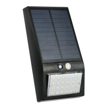 (Black) Waterproof IP65 PIR Sensor 24 LED Solar Light White/Black Shade White Light Wall Lamp Outdoor Genden
